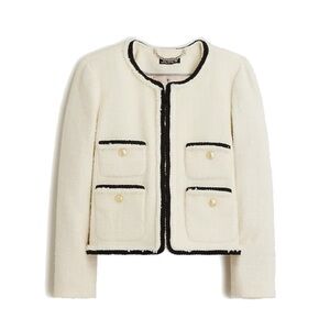 NWT J. Crew Frances Lady Jacket in Maritime Tweed – Ivory/Black – Size 6 BT548